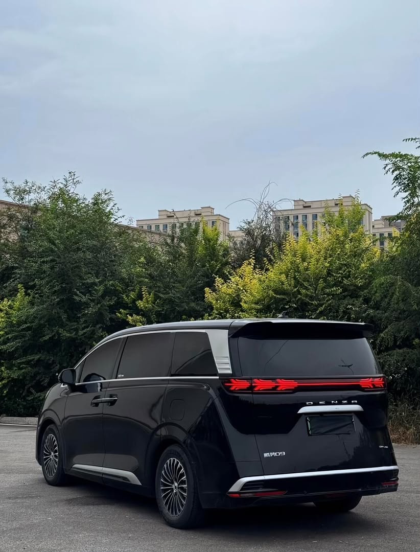 Denza D9 rear exterior with arrow-style tail lights